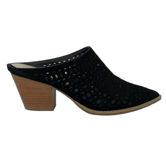 Seychelles Mule Women's 9.5 Black Cut Out Heels Shoes Pointed Toe - Picture 1 of 13